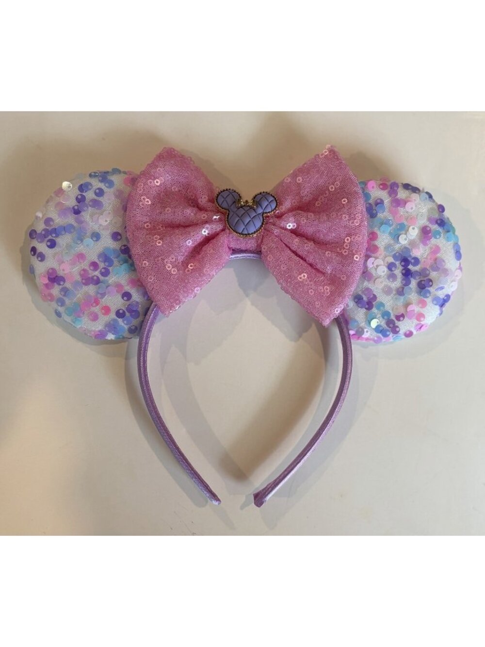 DISNEY MINNIE MOUSE EARS Pink Purple Blue PARTY BIRTHDAY “Confetti” SEQUINS BOW